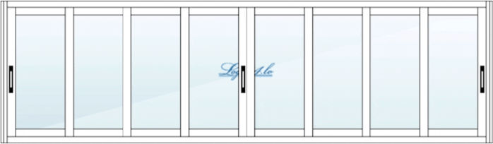 Алюминиевая раздвижная лоджия 6 м  6000 х 1500 мм 8 Створки